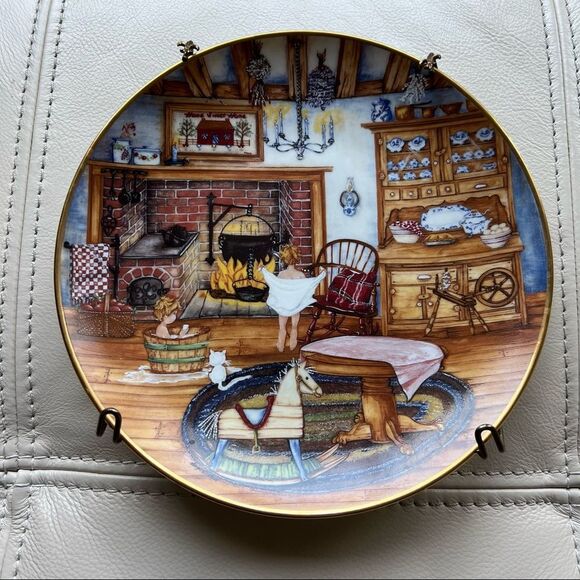 Franklin Mint Heirloom Recommendation Saturday Night Bath by Karyn E. Bell Plate - Picture 1 of 12